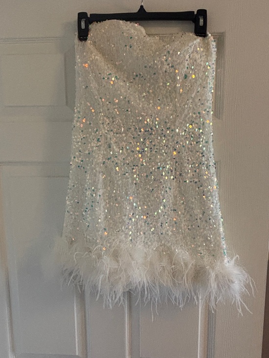12th Tribe Dresses & Skirts - 12th Tribe White Sequin Strapless Bachelorette Dress